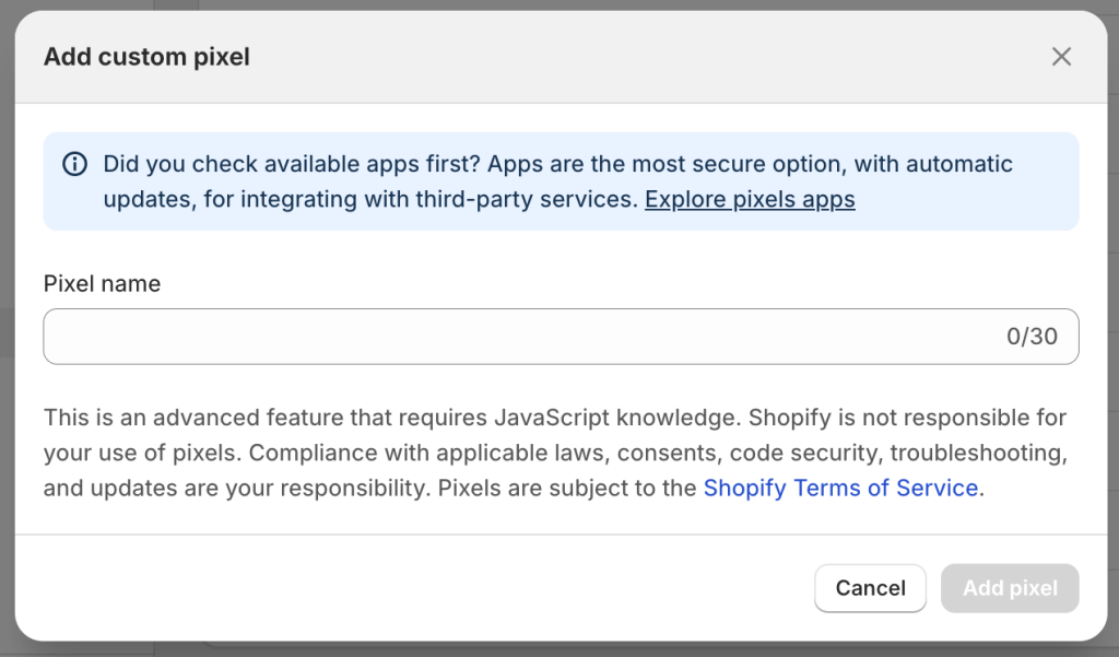 shopify-add-custom-pixel