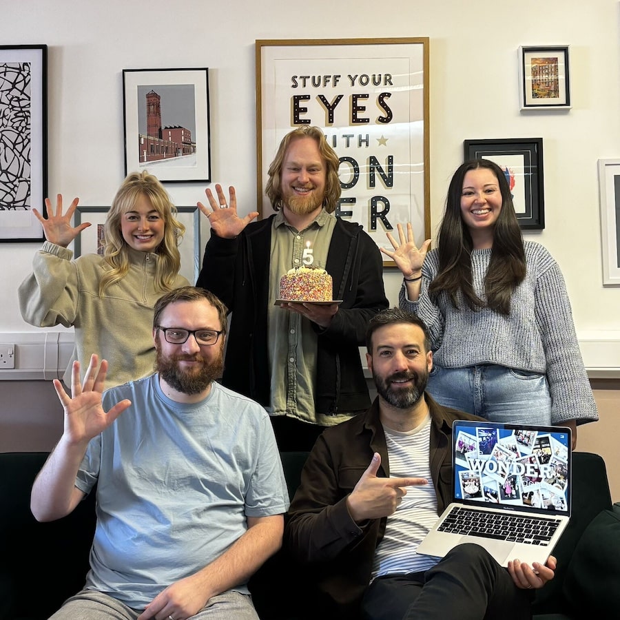 The team celebrating 5 years of The Wonder Agency