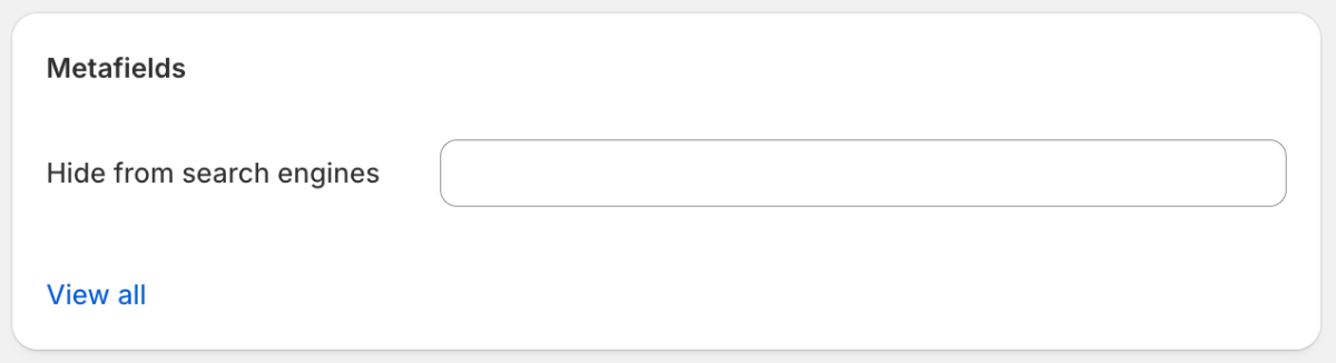 Screenshot of a metafields box in Shopify