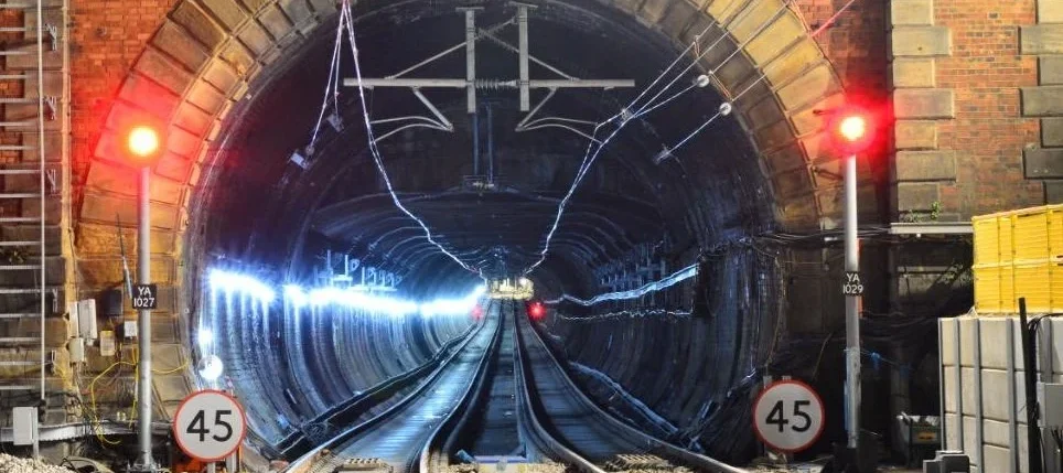 Close up of a train tunnel, featured on a case study on Wonder Agency's website optimisation for Guided Rail